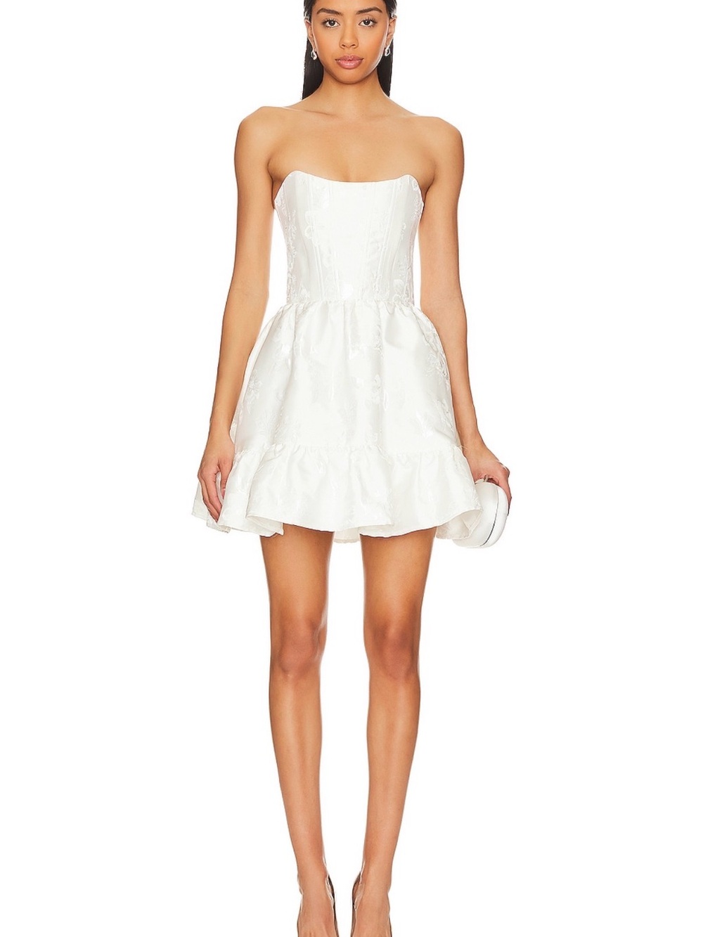 V. Chapman Strapless White Tiered Mini Dress
